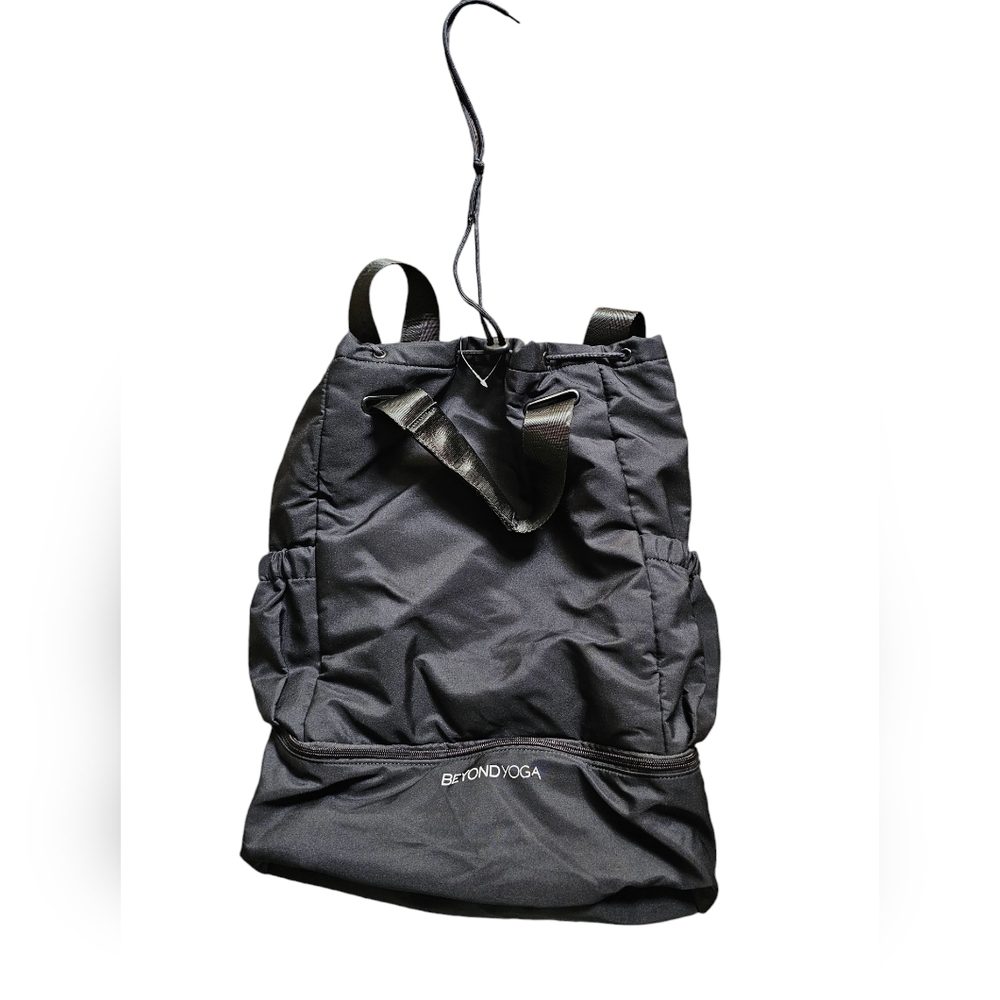 Beyond Yoga new black nylon separate shoeโ compartment backpack
